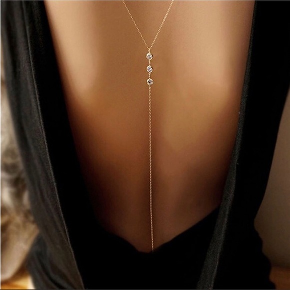 Dainty Silver Plated Lariat Body Chain - Picture 2 of 5